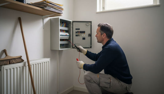 Electrician working at modern groepenkast