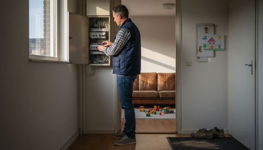 Man neemt kijkje in de meterkast thuis