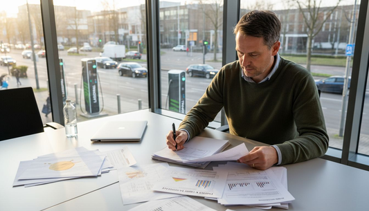 De facilitair manager bespreekt de uitkomsten van de energie-audit aan tafel.