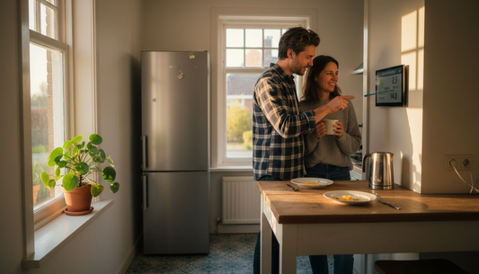 De bewoners houden het energieverbruik in de keuken goed in de gaten.