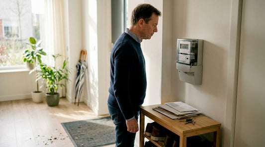 Man bekijkt de slimme meter in zijn woning