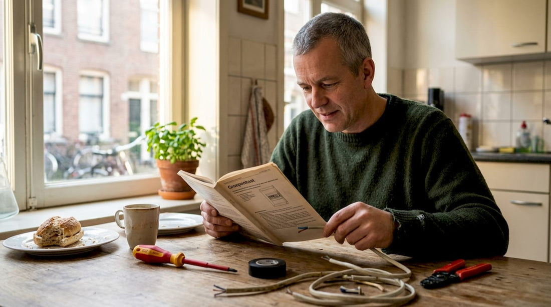 Man treft voorbereidingen voor een veilige elektrische aansluiting