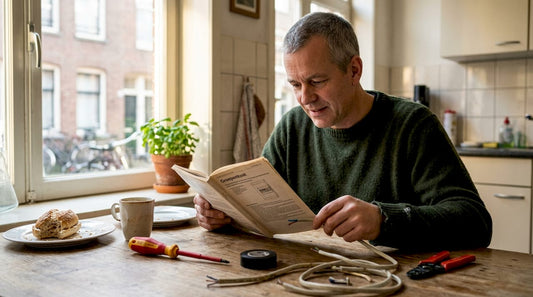 Man treft voorbereidingen voor een veilige elektrische aansluiting