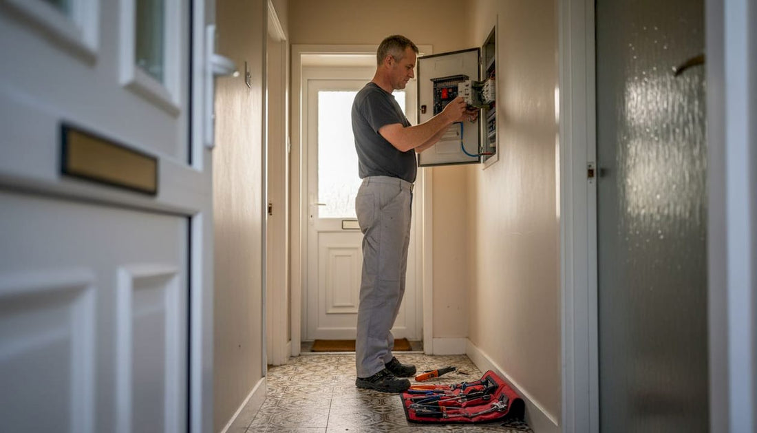 Monteur brengt verouderde meterkast in oude woning up-to-date