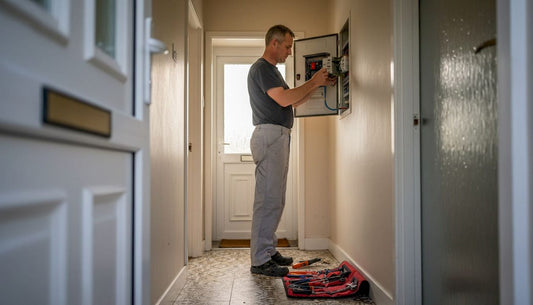 Monteur brengt verouderde meterkast in oude woning up-to-date