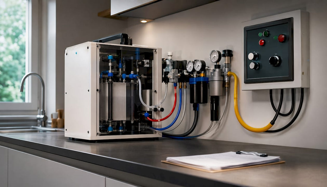 Compact systeem voor thuis om waterstof te maken met een PEM-elektrolyser