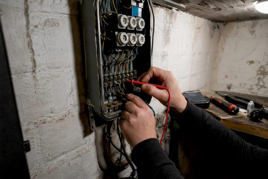 Elektricien controleert oude verdeelkast